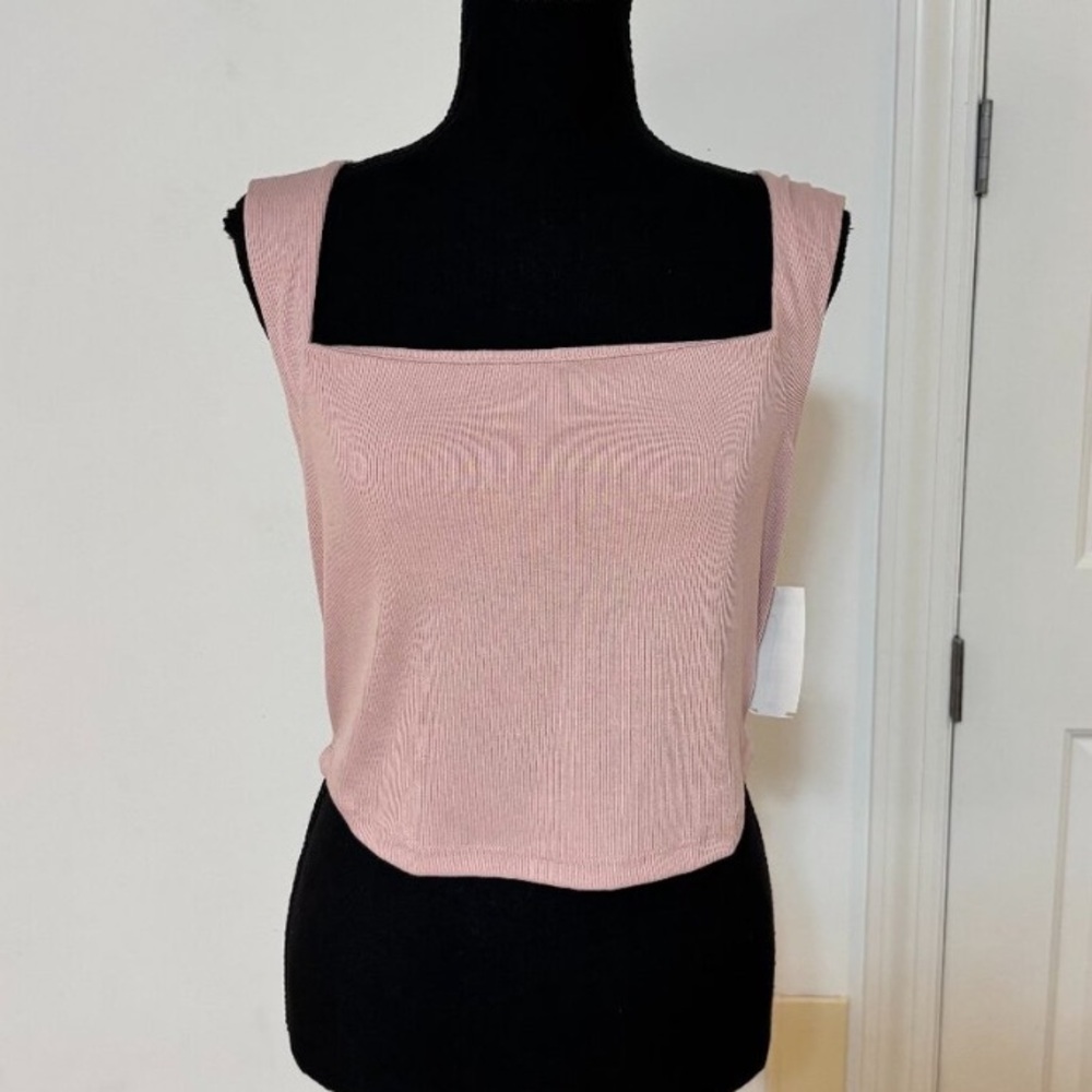 Free People Pink Cut Out Crop Tank Top
